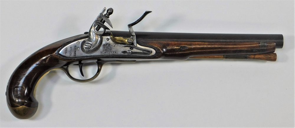 Appraisal: Model Navy Flintlock Pistol United States C - bore walnut