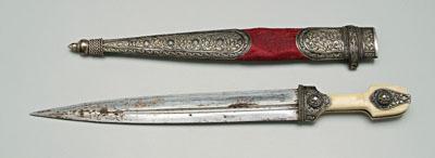 Appraisal: Russian silver-mounted dagger in blade ivory handle silver mounts with