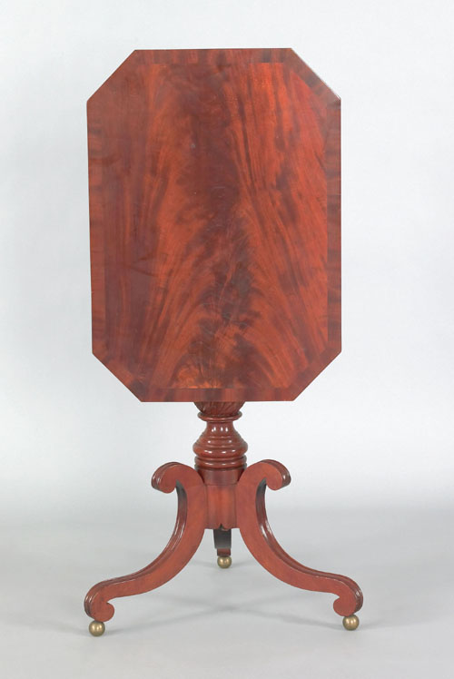 Appraisal: Classical Federal mahogany candlestand ca with an acanthus carved pedestal