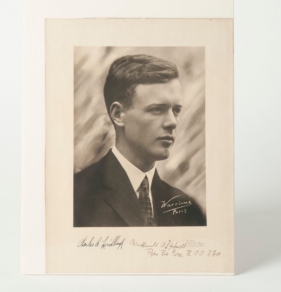 Appraisal: Lindbergh Signed Photographic Portrait also Signed by President of the