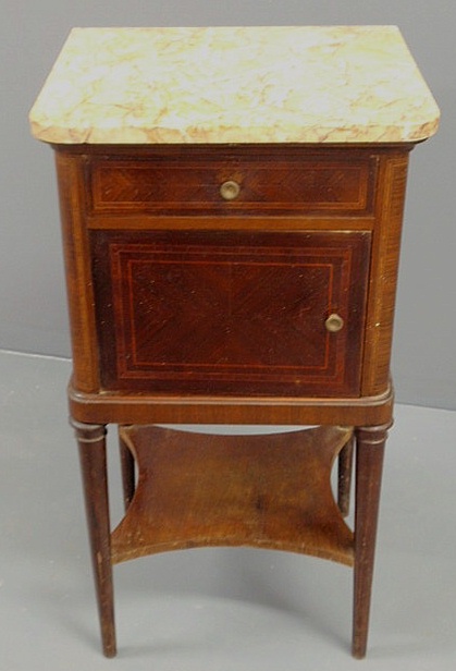 Appraisal: French rosewood veneered stand c with a marble top h