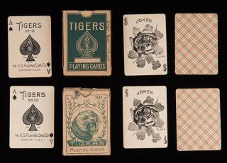 Appraisal: Two USPC Tigers No Playing Card Decks Cincinnati ca The