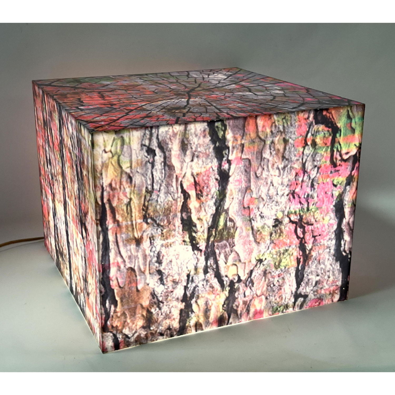 Appraisal: PARVEZ TAJ Light up Art Cube Printed design Dimensions ---