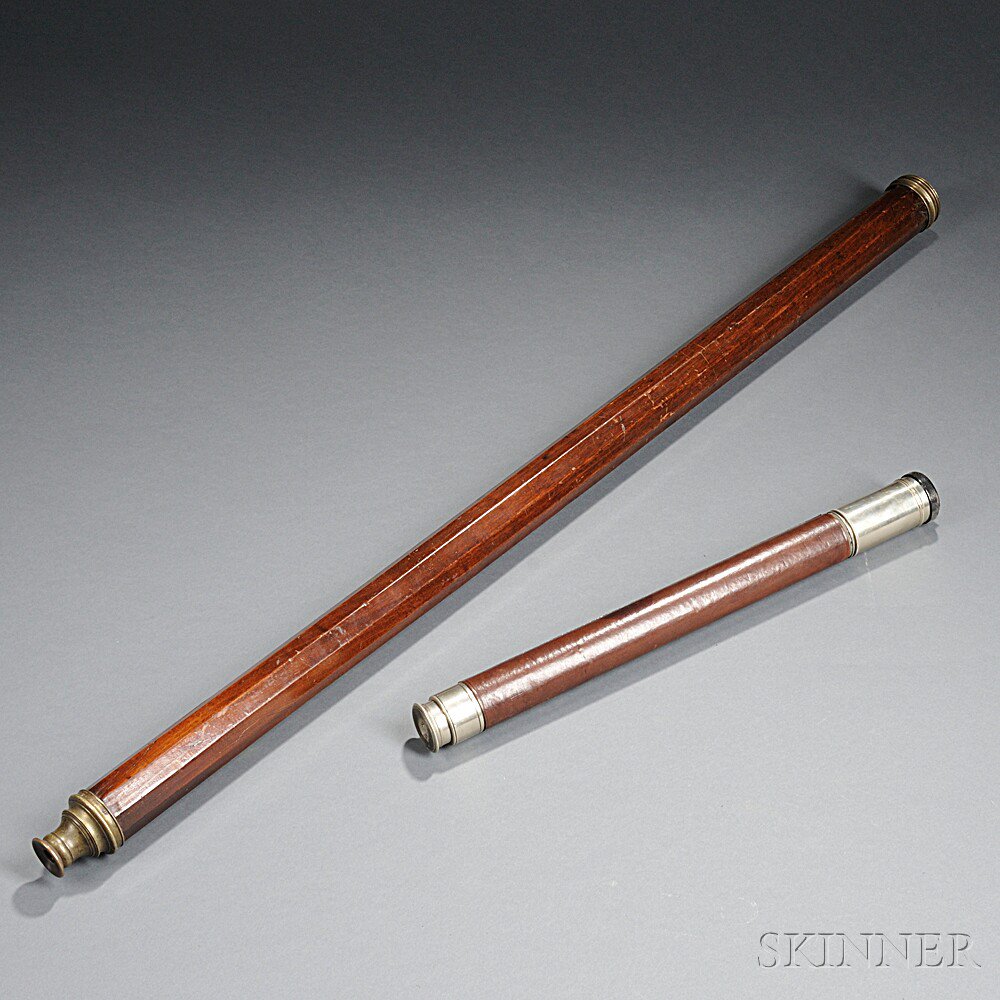 Appraisal: Mahogany Polygon-shaped Spyglass and a Single-draw Ross Spyglass th and