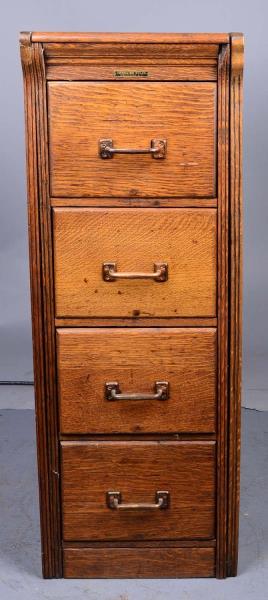 Appraisal: Yamwan Erbe Oak File Cabinet Four drawer wooden file cabinet