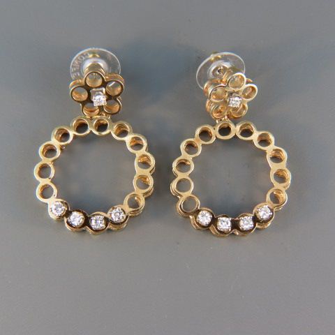 Appraisal: Diamond Earrings round diamonds totaling carat in k yellow gold