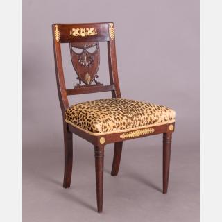 Appraisal: A French Empire Mahogany Side Chair with Ormolu Mounts th