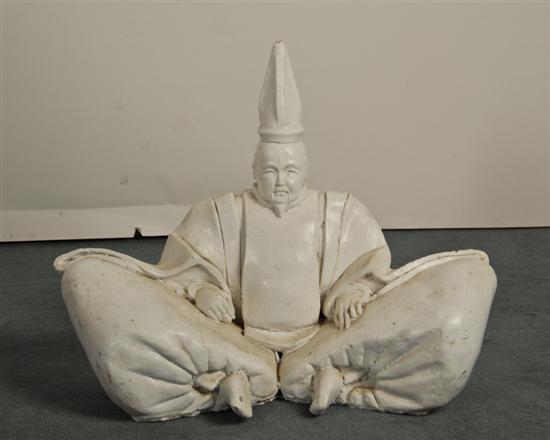 Appraisal: White Concrete Statue of Seated Man white paint over formed