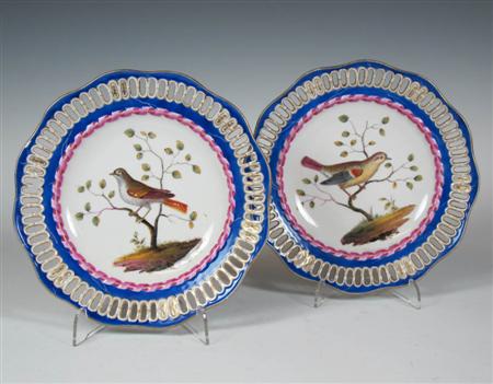 Appraisal: A pair of Meissen bird plates each decorated with a