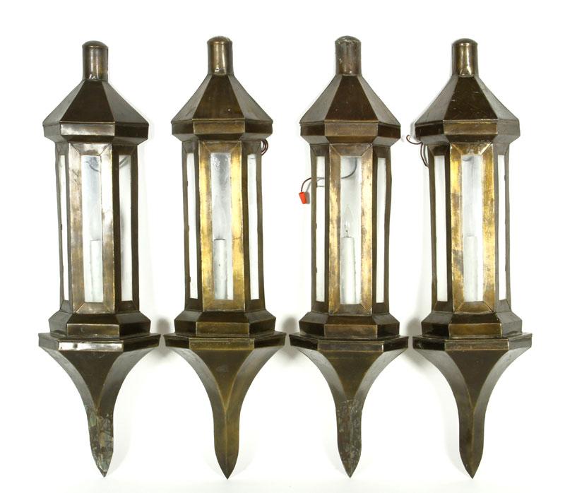 Appraisal: - Lot of th C Brass Wall Lanterns Four th