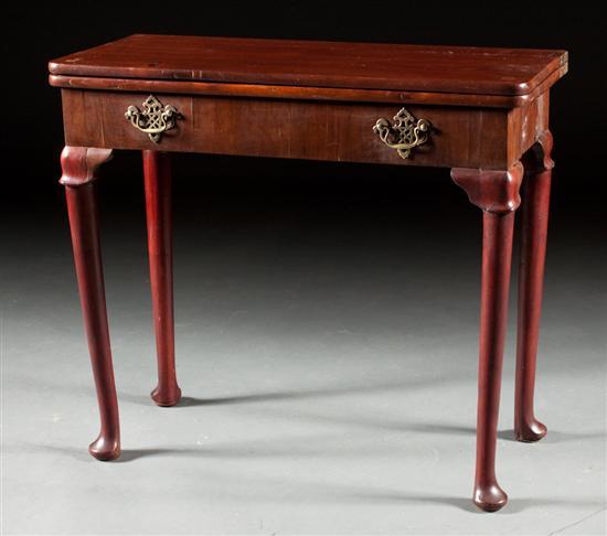 Appraisal: Queen Anne mahogany flip-top games table mid th century in