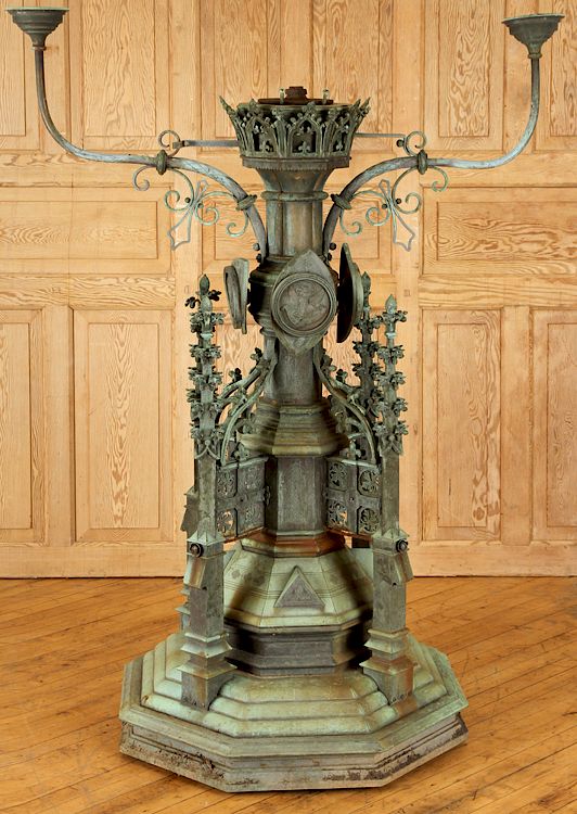 Appraisal: TH C FRENCH GOTHIC REVIVAL BRONZE PODIUM A large nineteenth