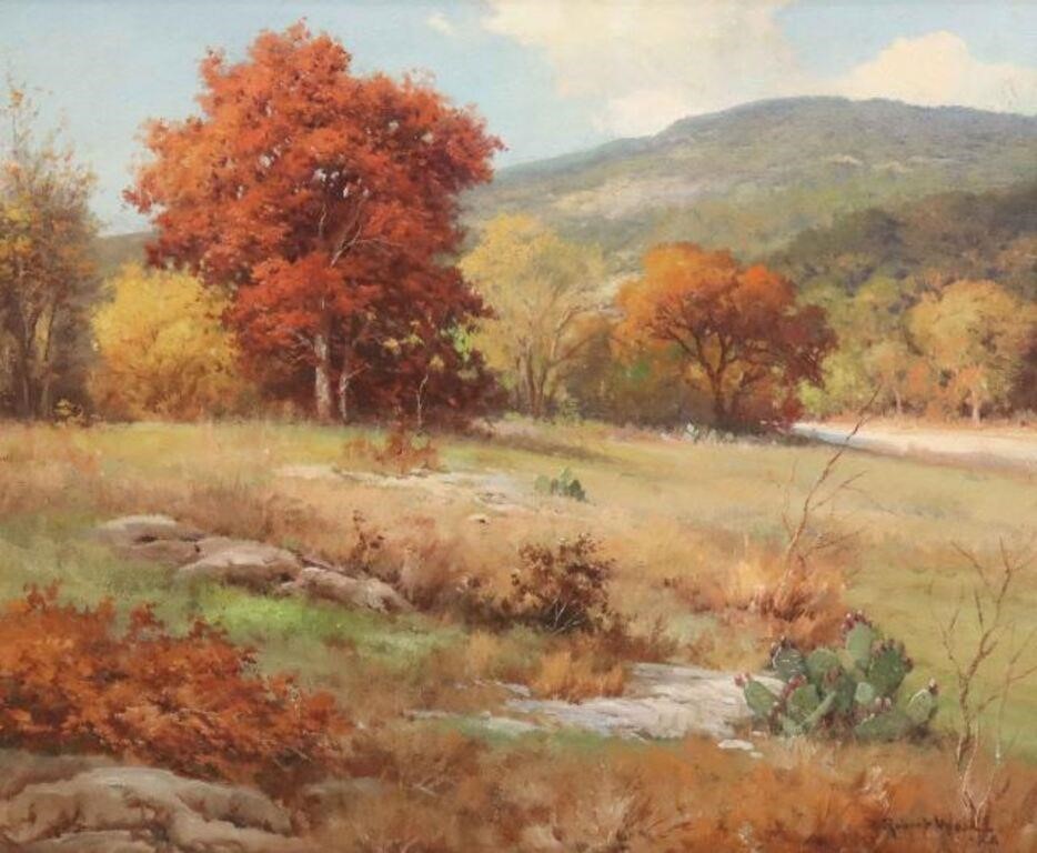 Appraisal: Framed oil on canvas painting A Texas Autumn signed lower