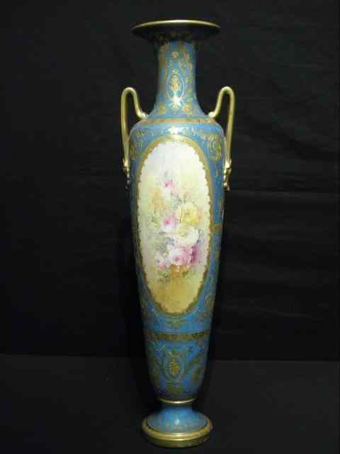 Appraisal: Royal Bonn porcelain hand painted vase Blue with gilt and