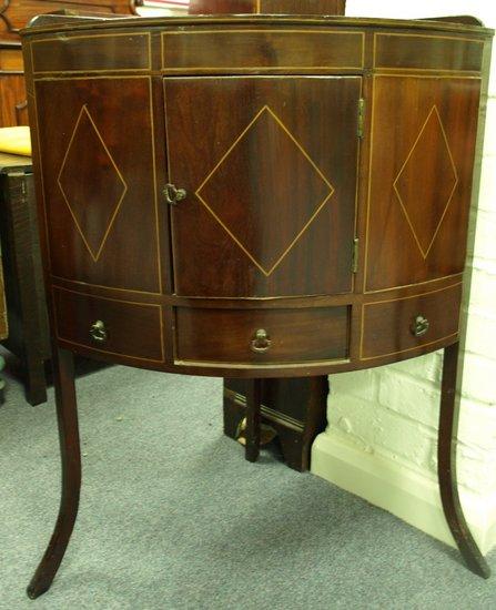 Appraisal: A th Century mahogany and boxwood inlaid corner cabinet the