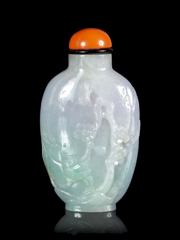 Appraisal: An Apple Green Jadeite Snuff Bottle Height in cm An