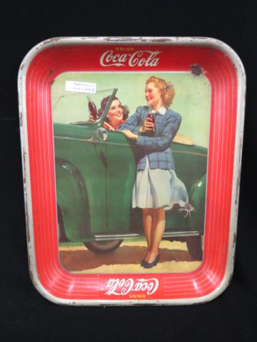 Appraisal: Coca-Cola Advertising Tray girl by car x