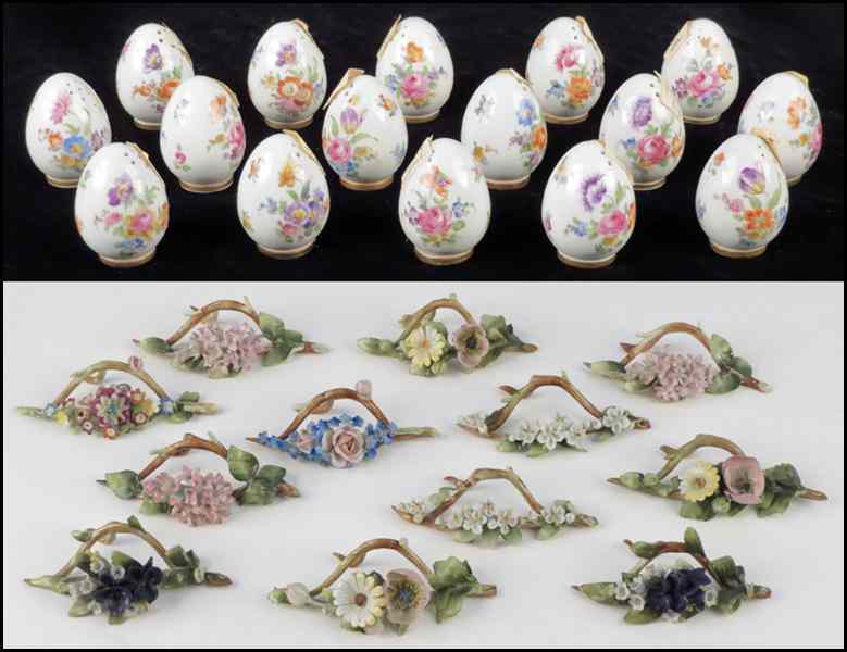 Appraisal: SET OF TWEVE GERMAN PORCELAIN PLACE CARD HOLDERS Together with