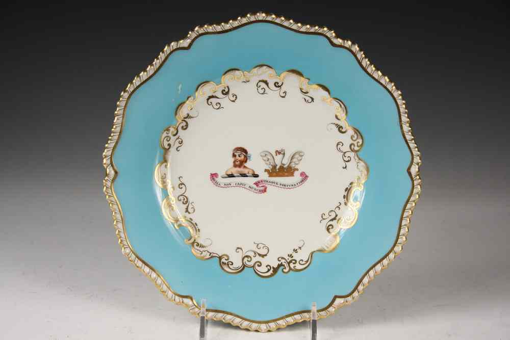 Appraisal: ENGLISH HERALDIC PLATE - Handpainted Heraldic Plate by Flight Barr