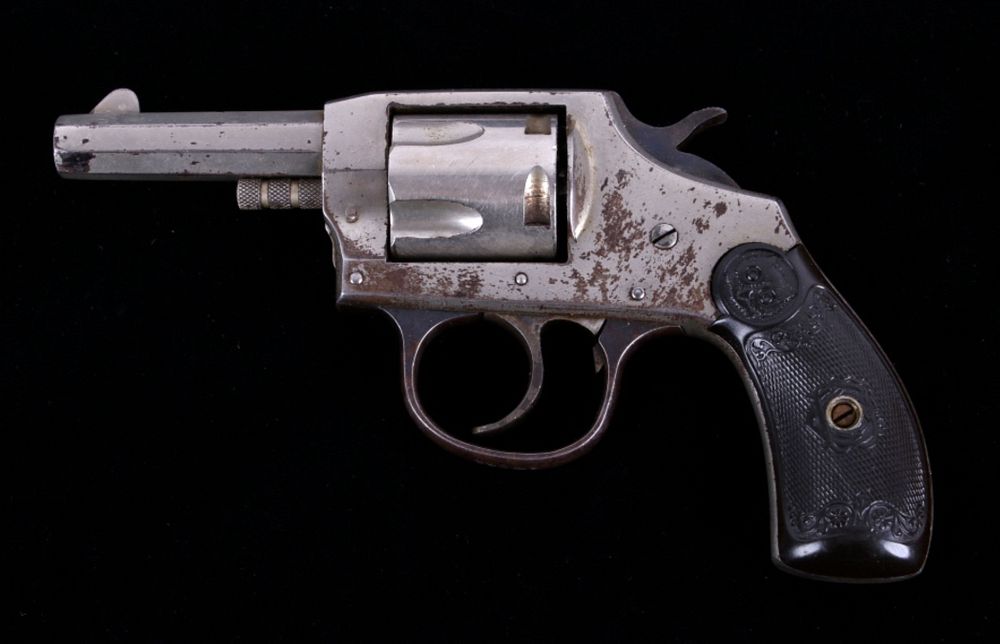 Appraisal: Iver Johnson Nickel DA Model Cal Revolver This lot features