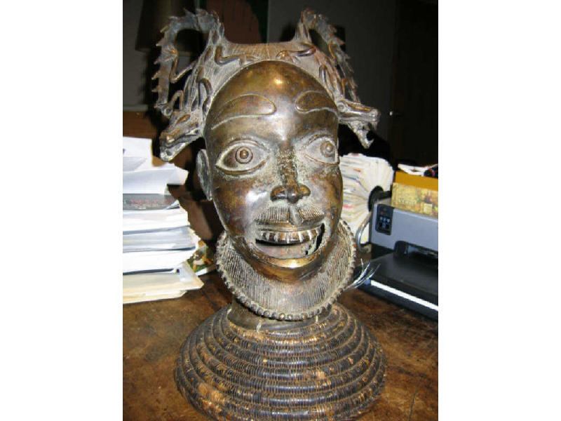 Appraisal: AFRICAN CAST BRONZE MALE BUST Of large size cast with