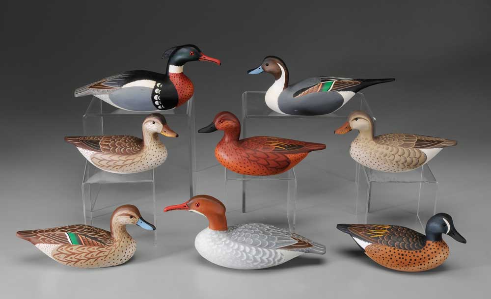 Appraisal: Eight Lou Reineri Decoys Chincoteague Virginia born early th century