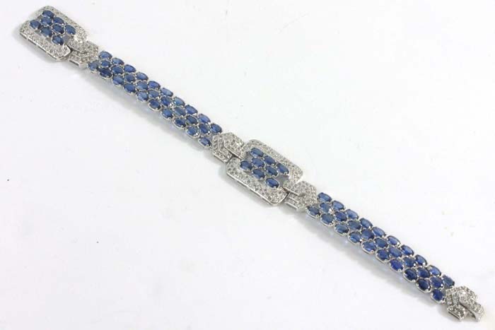 Appraisal: SAPPHIRE DIAMOND AND K WHITE GOLD BRACELET with appraisal The