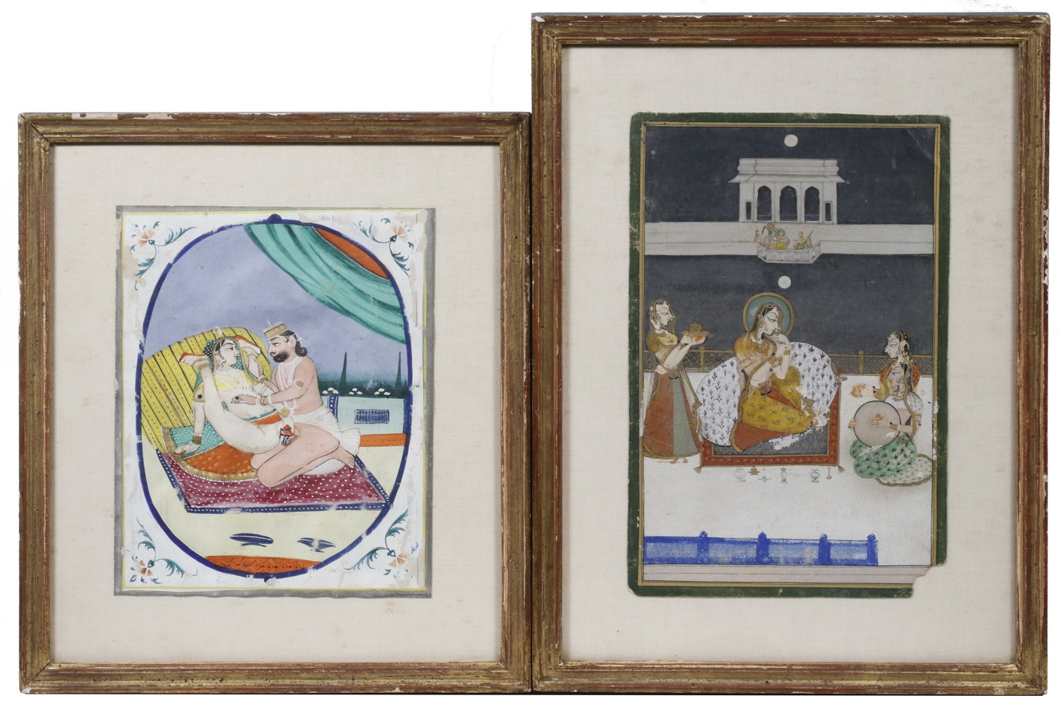 Appraisal: MUGHAL ILLUMINATED MANUSCRIPTS Gouache on vellum in matching water gilt