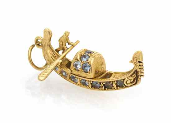 Appraisal: An Karat Yellow Gold and Aquamarine Gondola Pendant Nardi containing