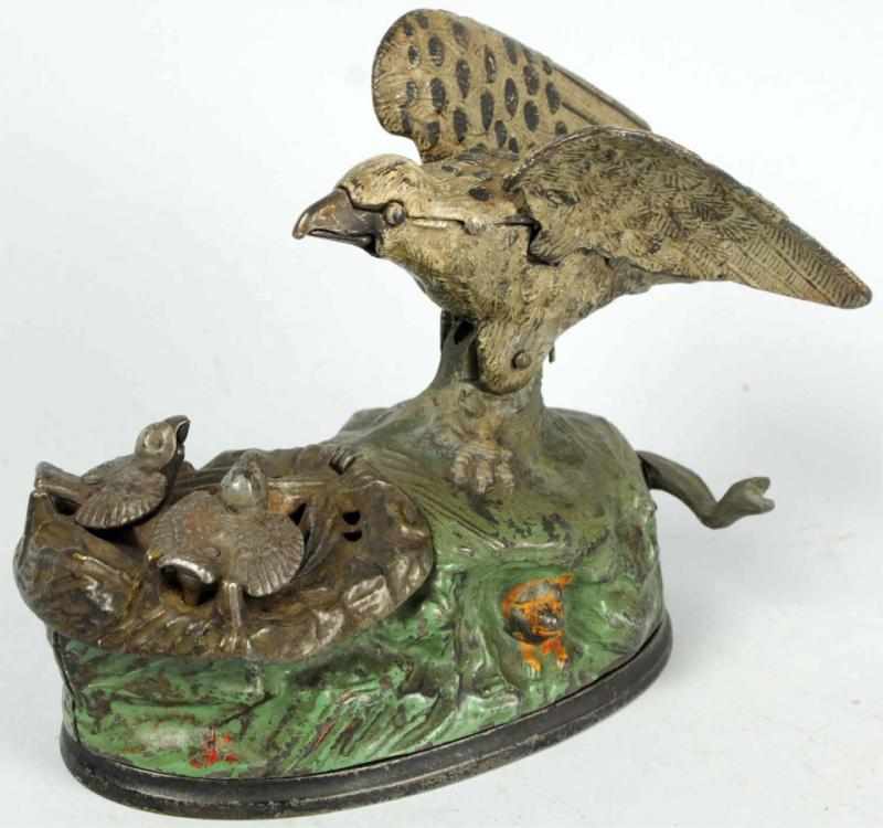 Appraisal: Cast Iron Eagle Eaglets Mechanical Bank Manufactured by J E