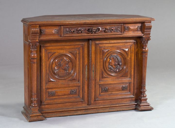 Appraisal: European Renaissance Revival Carved Oak Corner Cabinet fourth quarter th