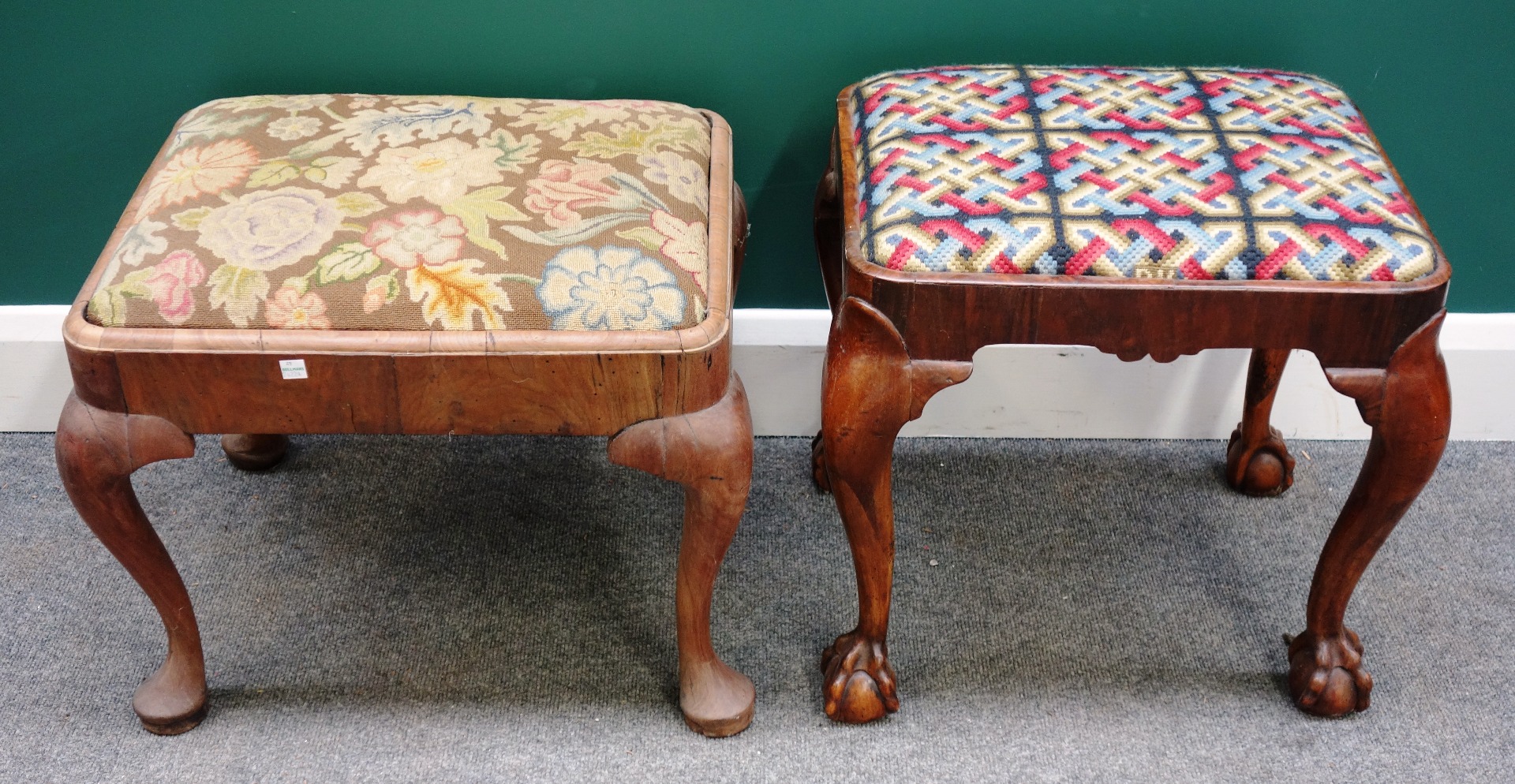 Appraisal: An th century and later walnut footstool on ball and