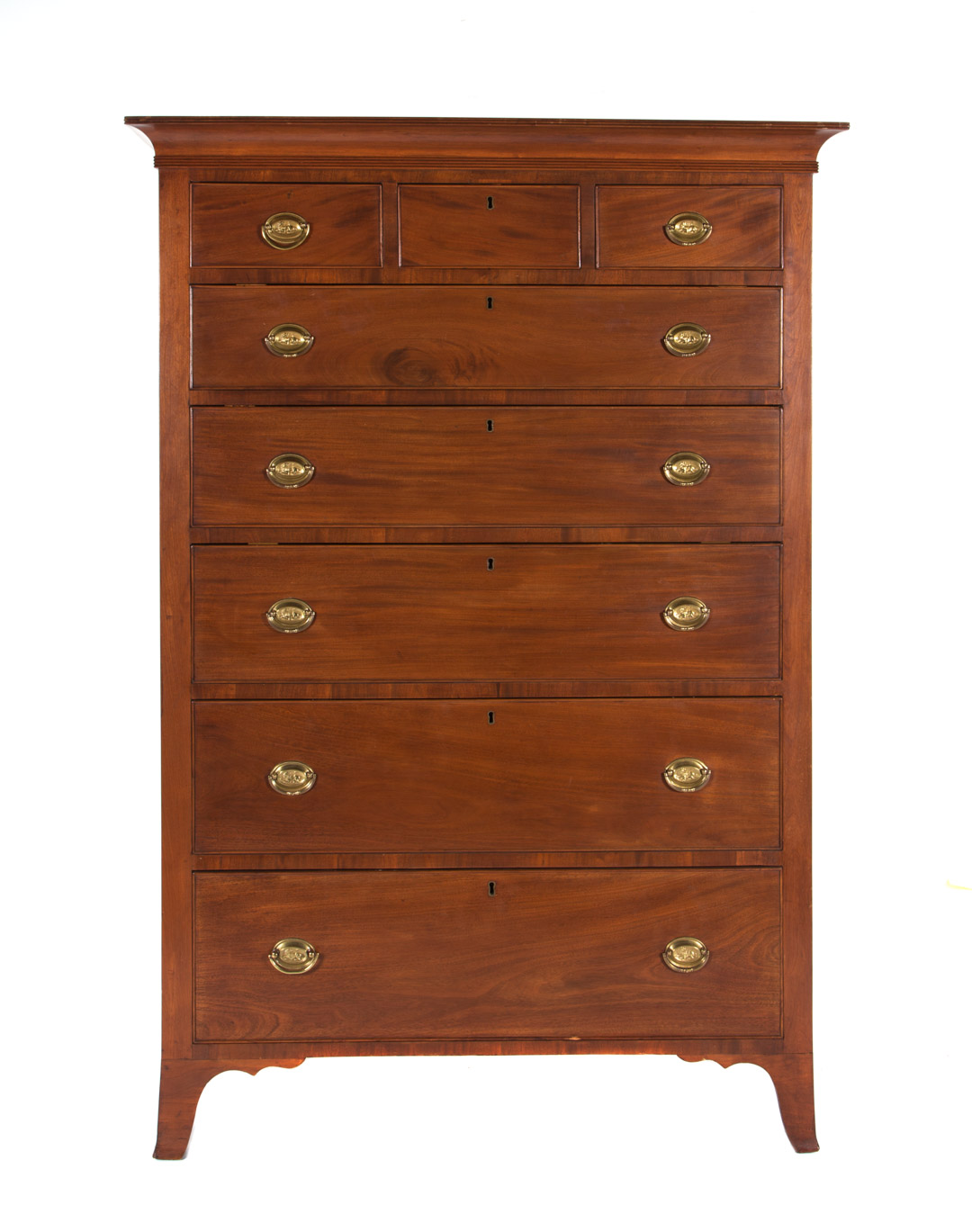 Appraisal: Federal cherry and mahogany tall chest circa Delaware Valley flat