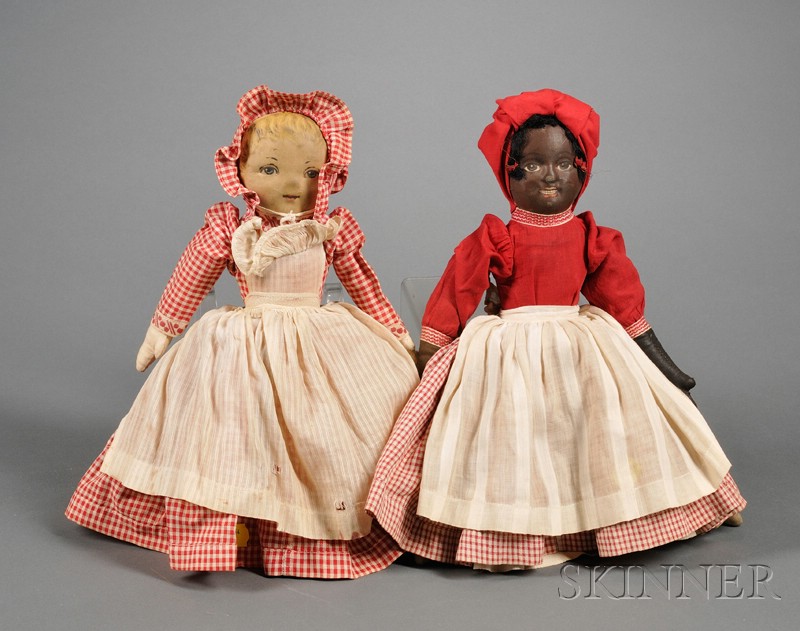 Appraisal: Two Cloth Topsy Turvy Dolls c - both black and