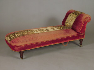 Appraisal: A Victorian chaise longue the back and seat upholstered in