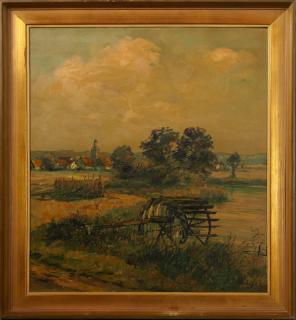 Appraisal: Carl Rehm - View of a Village from a Field