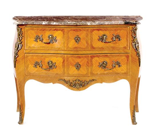 Appraisal: Louis XV style mixed wood bombe commode early th century