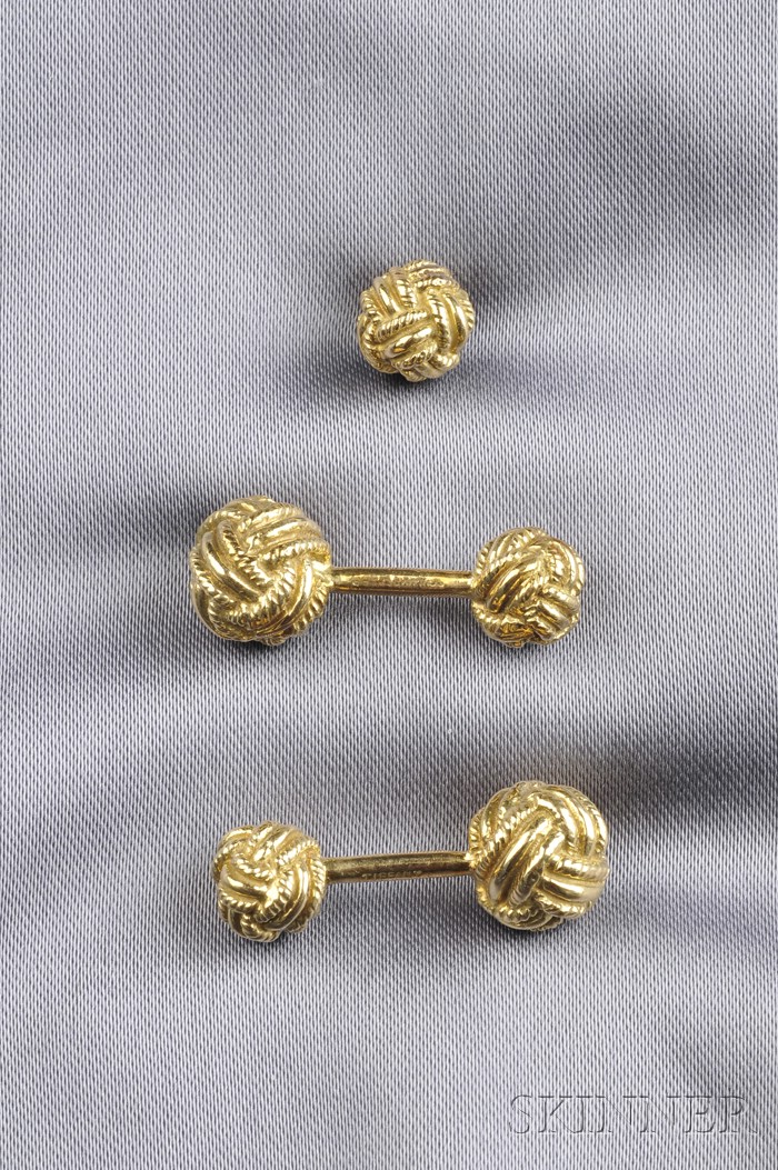 Appraisal: kt Gold Love Knot Cuff Links and Tie Tack Schlumberger