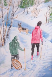 Appraisal: Emilie Fishman Who Is Breaking Trail Watercolor Emilie Fishman watercolor