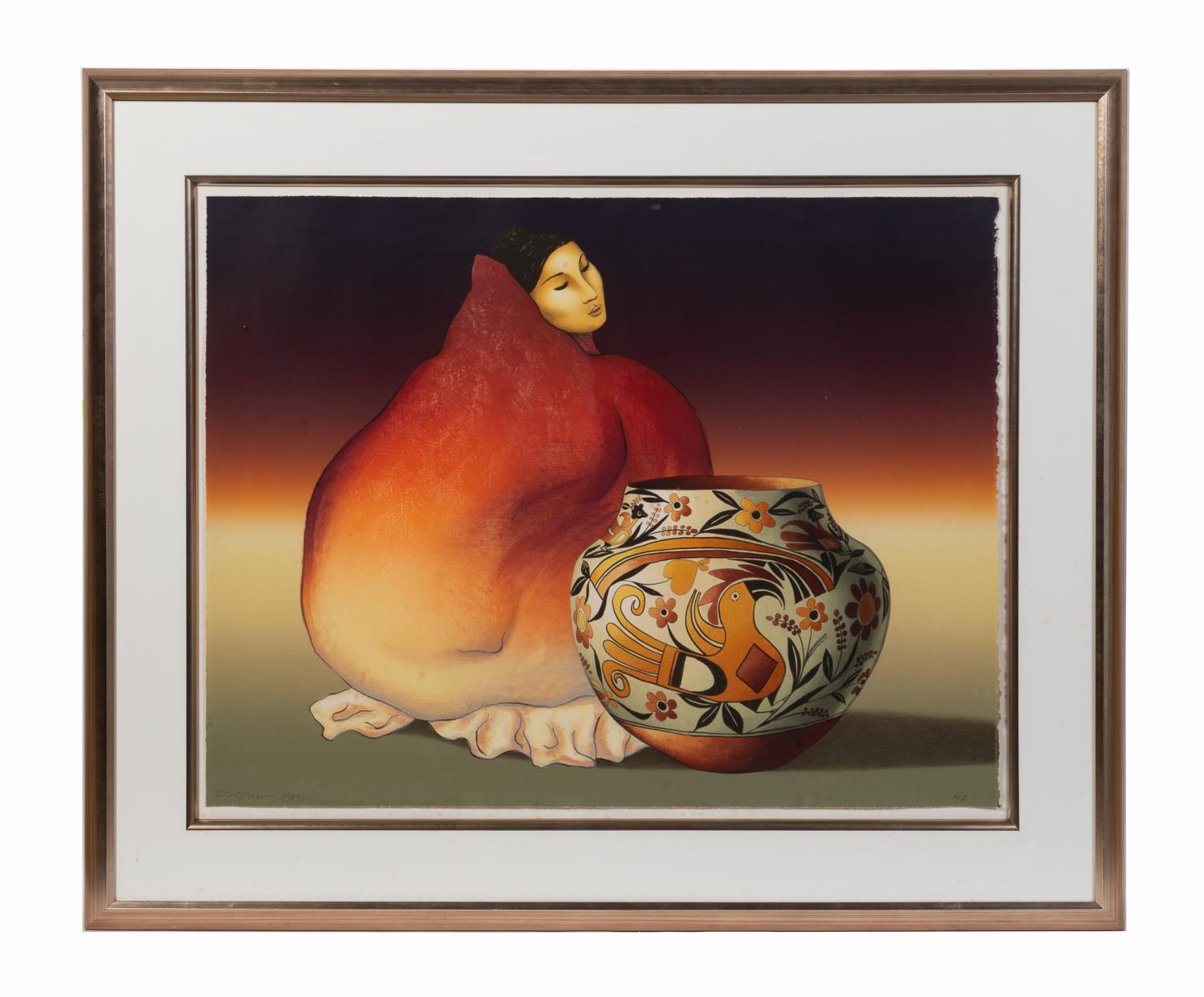 Appraisal: GORMAN ACOMA FIGURAL LITHOGRAPH FRAMED Rudolph Carl Gorman American -