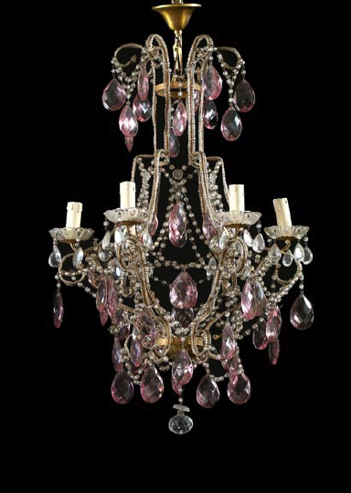 Appraisal: Italian Gilt-Brass and Cut Glass Six-Light Chandelier late th century