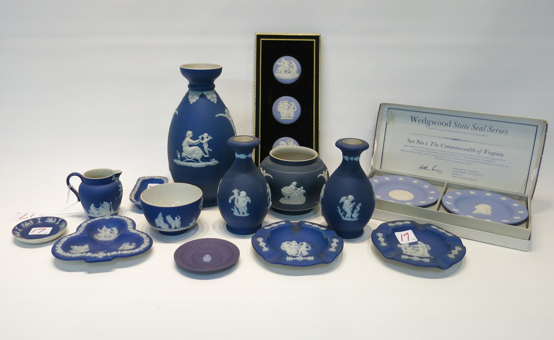 Appraisal: FIFTEEN PIECES OF WEDGWOOD BLUE JASPERWARE consisting of pieces of