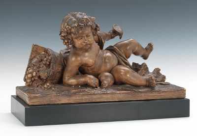 Appraisal: A French Terracotta Figure of Young Bacchus Terracotta sculpture with