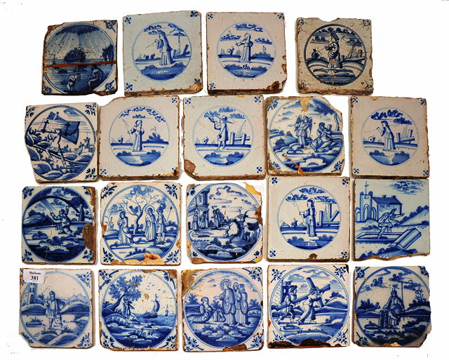 Appraisal: A GROUP OF ANTIQUE BLUE AND WHITE DELFT TILES all