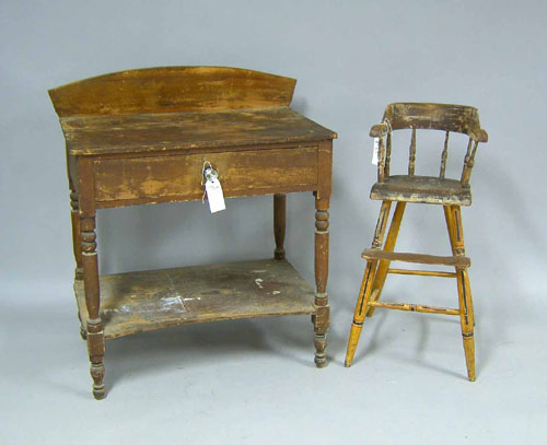 Appraisal: Pennsylvania pine washstand th c h w together with a