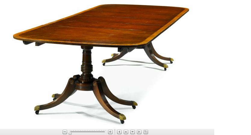 Appraisal: George III style crossbanded mahogany dining table the cross banded