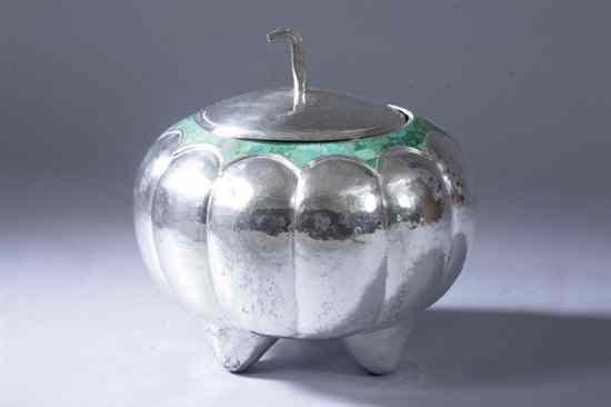 Appraisal: EMILIA CASTILLO SILVER PLATED AND ENAMELLED BOWL AND COVER etched