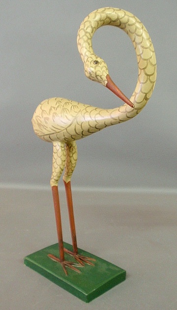 Appraisal: - Plaster gourd sculpture of a crane with cocked head