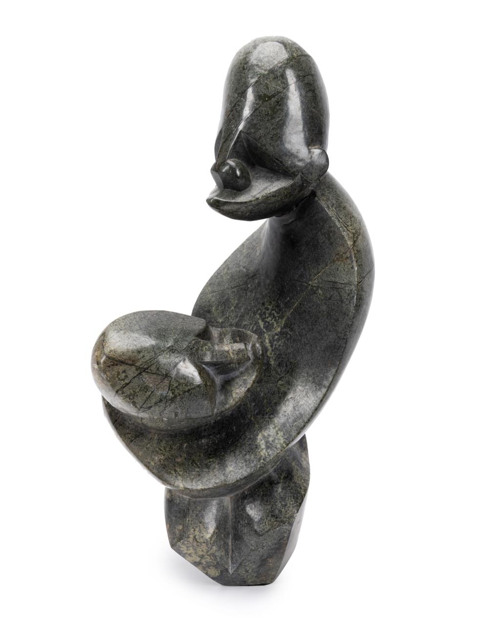 Appraisal: AFRICAN SCHOOL SIGNED HARDSTONE SHONA SCULPTURE African School signed hardstone