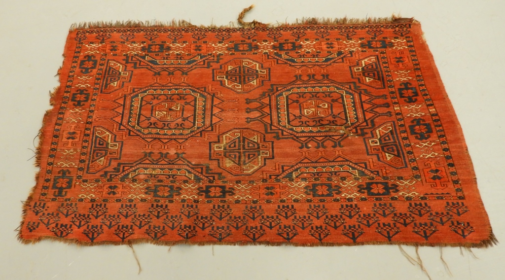 Appraisal: ANTIQUE TURKMEN TEKKE BOKHARA BAGFACE CARPET Afghanistan C Bag remnant